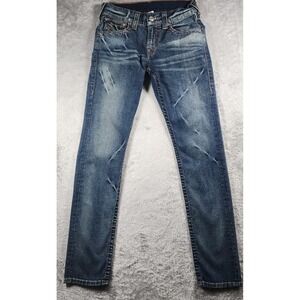 True Religion Section Straight Jeans Mens 29x32 Distressed Slim Stretch Denim